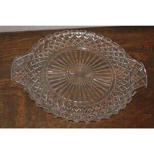 Anchor Hocking Vintage Waterford Glass Handled Cake Plate